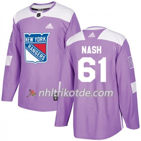 New York Rangers Trikot Rick Nash 61 Adidas 2017-2018 Lila Fights Cancer Practice Authentic - Herren